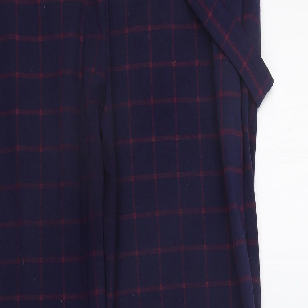 PRETTYLITTLETHING Womens Blue Check Trousers Size 14 L27 in