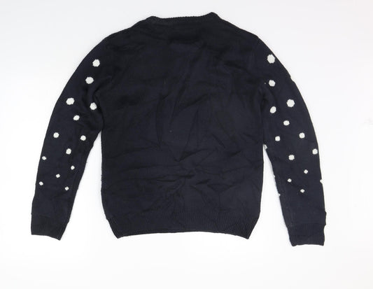Ceader wood state Mens Black Henley Jumper Size S - CHRISTMAS