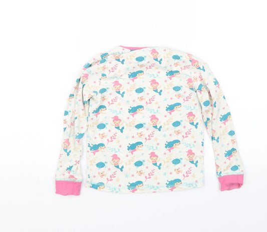 Lily and Dan Girls White Floral Top Pyjama Top Size 7-8 Years - Mermaids