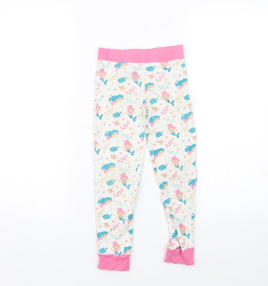 Lily & Dan Girls White Floral Pyjama Pants Size 7-8 Years - mermaids