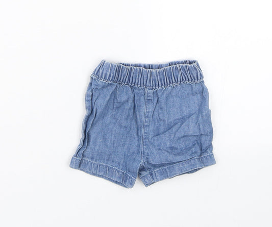 M&S Girls Blue Denim Cropped Trousers Size 3-6 Months - Shorts