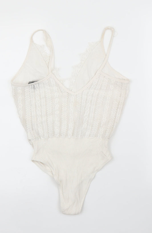 Primark Womens White Floral Leotard One-Piece Size 10
