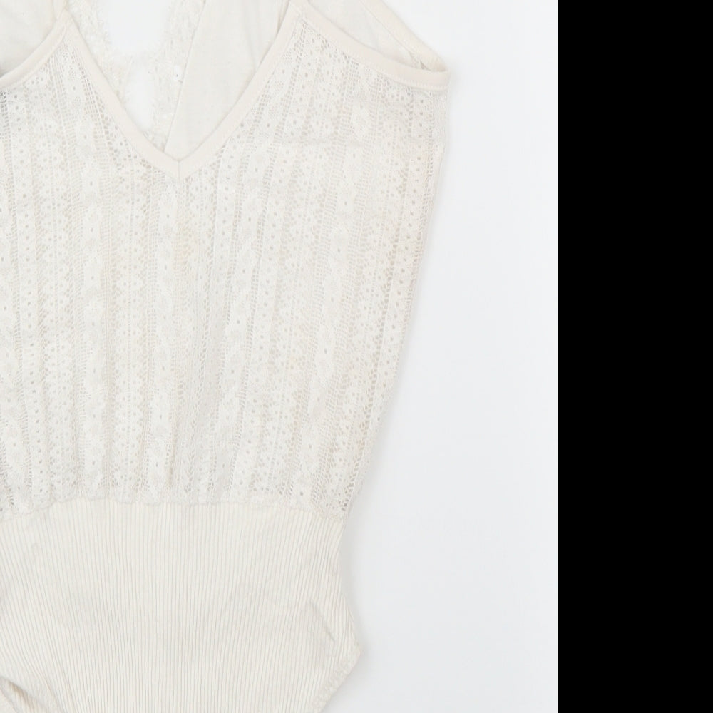Primark Womens White Floral Leotard One-Piece Size 10