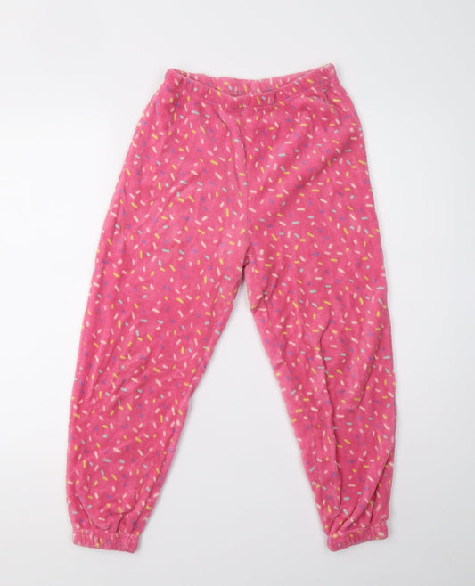 b&m Girls Pink Polka Dot Fleece Pyjama Set Size 10-11 Years