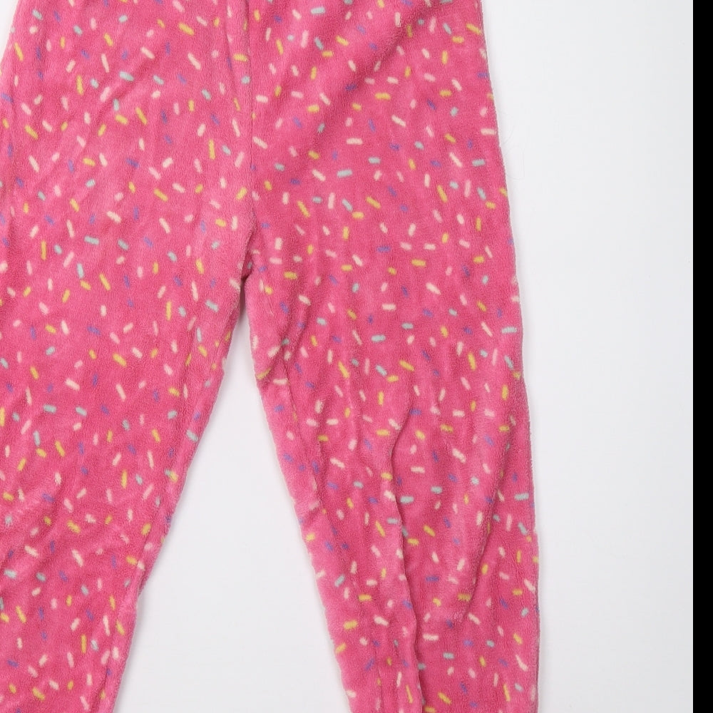 b&m Girls Pink Polka Dot Fleece Pyjama Set Size 10-11 Years