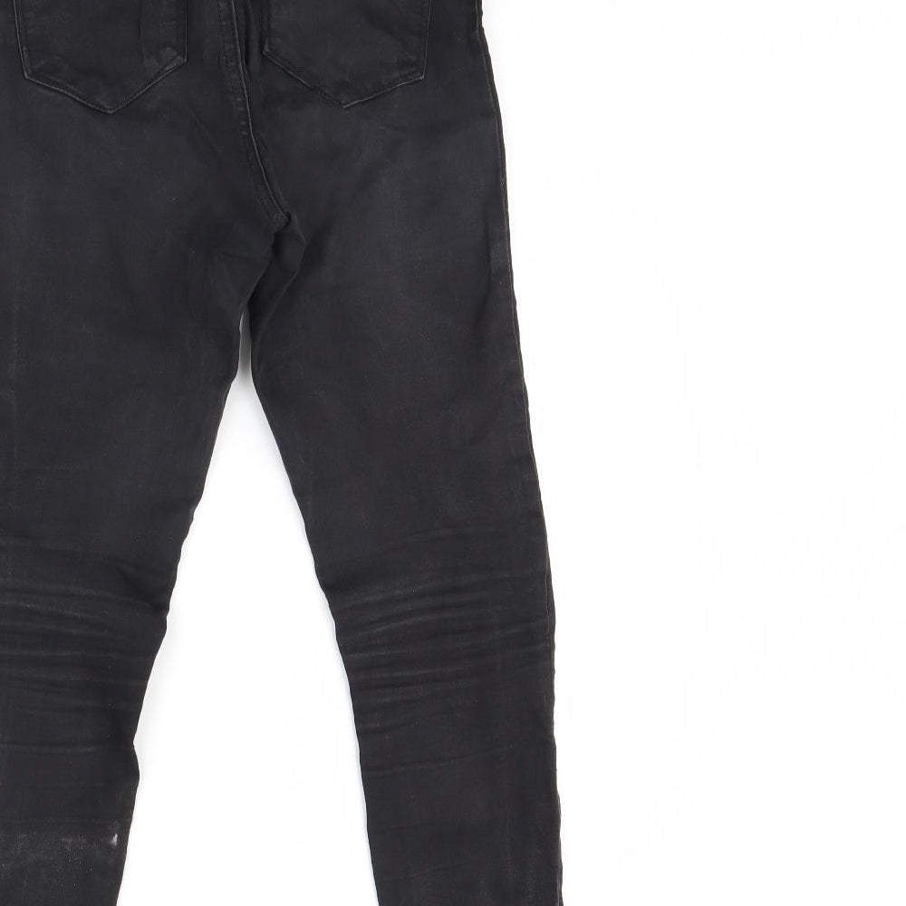 Brand and care label for Denim & Co. women’s black denim skinny jeans, size UK 8, 29-inch leg