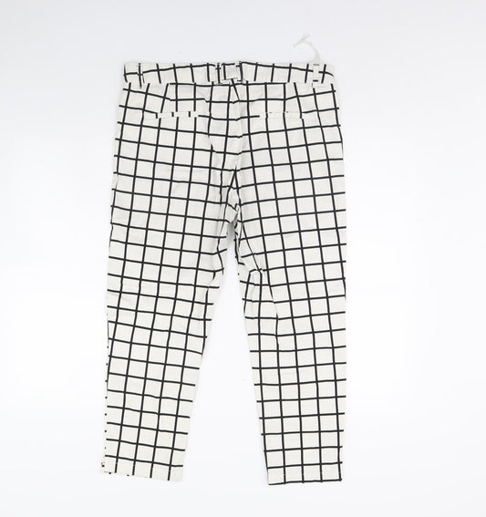 Tonlion Womens White Check Trousers Size 31 L30 in