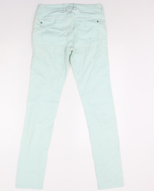 ESMARA Womens Green Denim Skinny Jeans Size 10 L28 in
