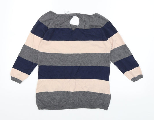 VERO MODA Womens Grey Striped Basic T-Shirt Size S