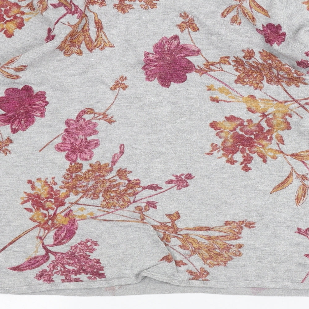 Bonmarché Womens Grey Floral Pullover Jumper Size 14