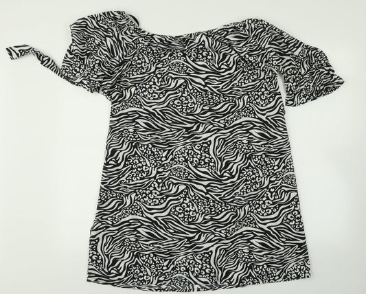 PEP & CO Womens Multicoloured Animal Print Basic Blouse Size 14