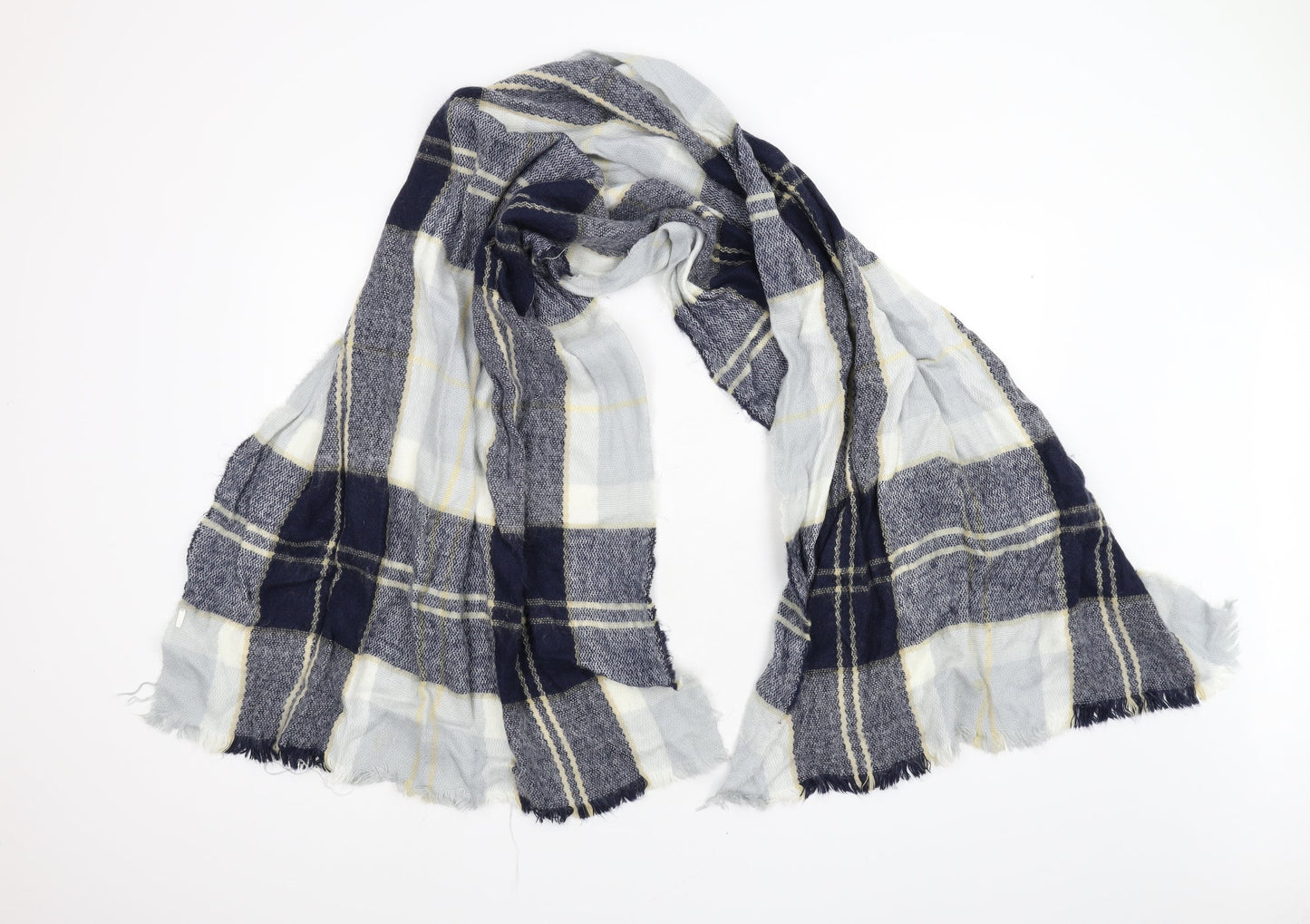 Preworn Unisex Blue Check Knit Scarf