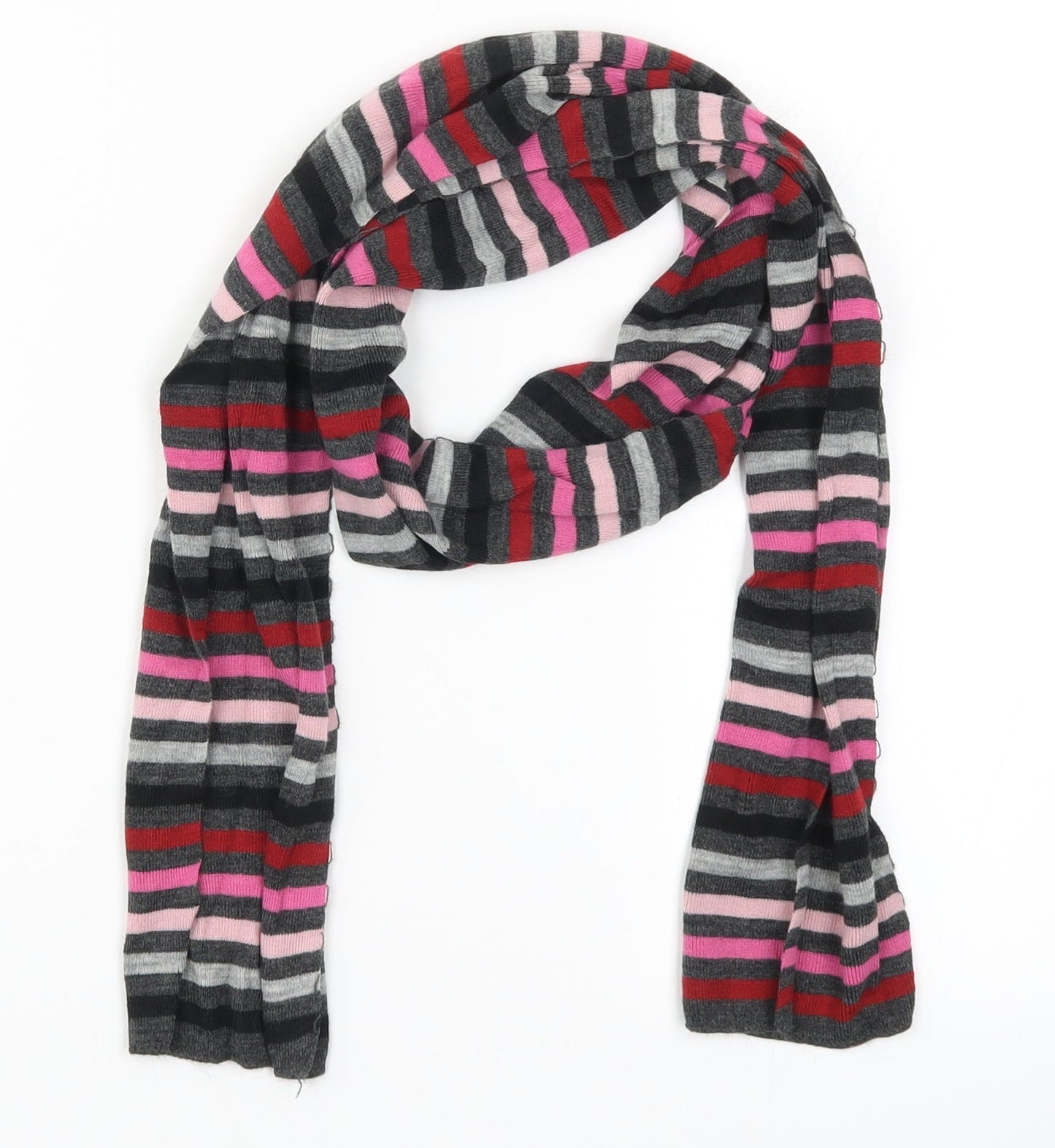 Preworn Womens Pink Striped Scarf - Grey