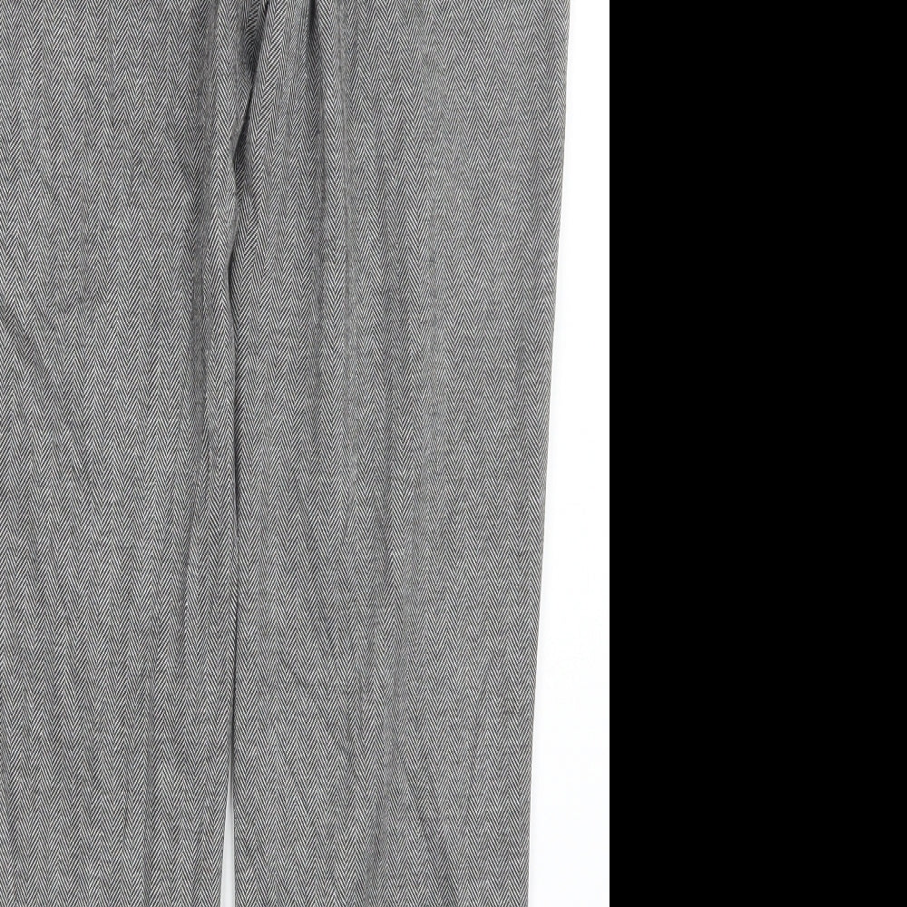 Marks and Spencer Womens Black Geometric Trousers Size 14 L29 in