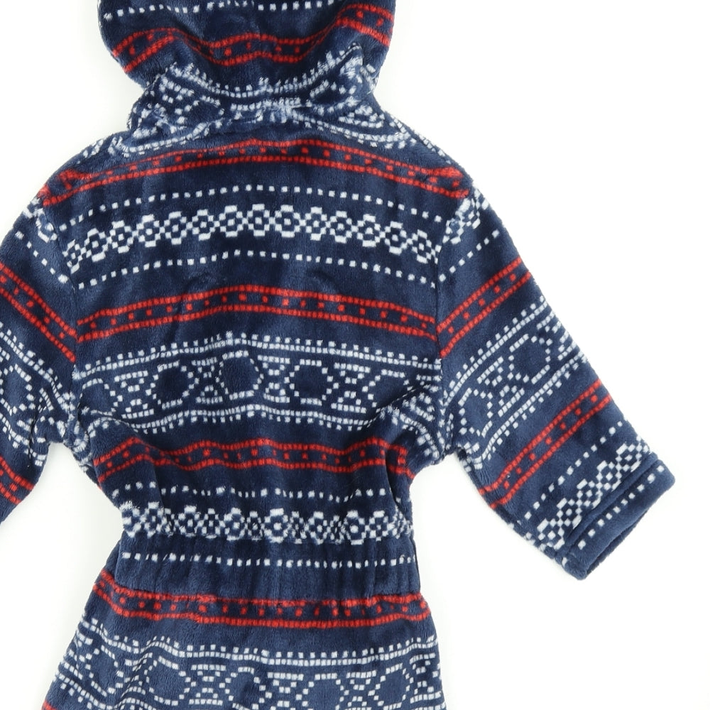 M&S Boys Blue Fair Isle Kimono Robe Size 12-18 Months