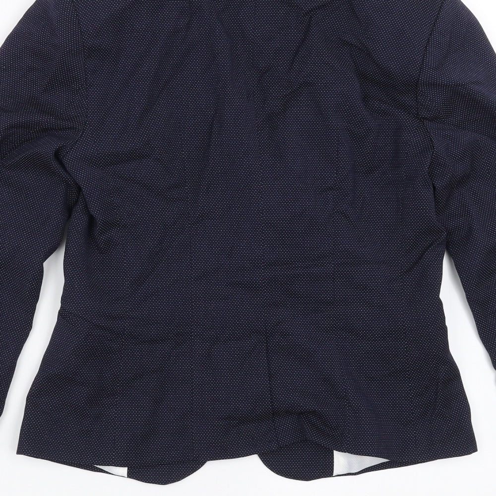 H&M Womens Blue Jacket Suit Jacket Size 6 - dotted pattern