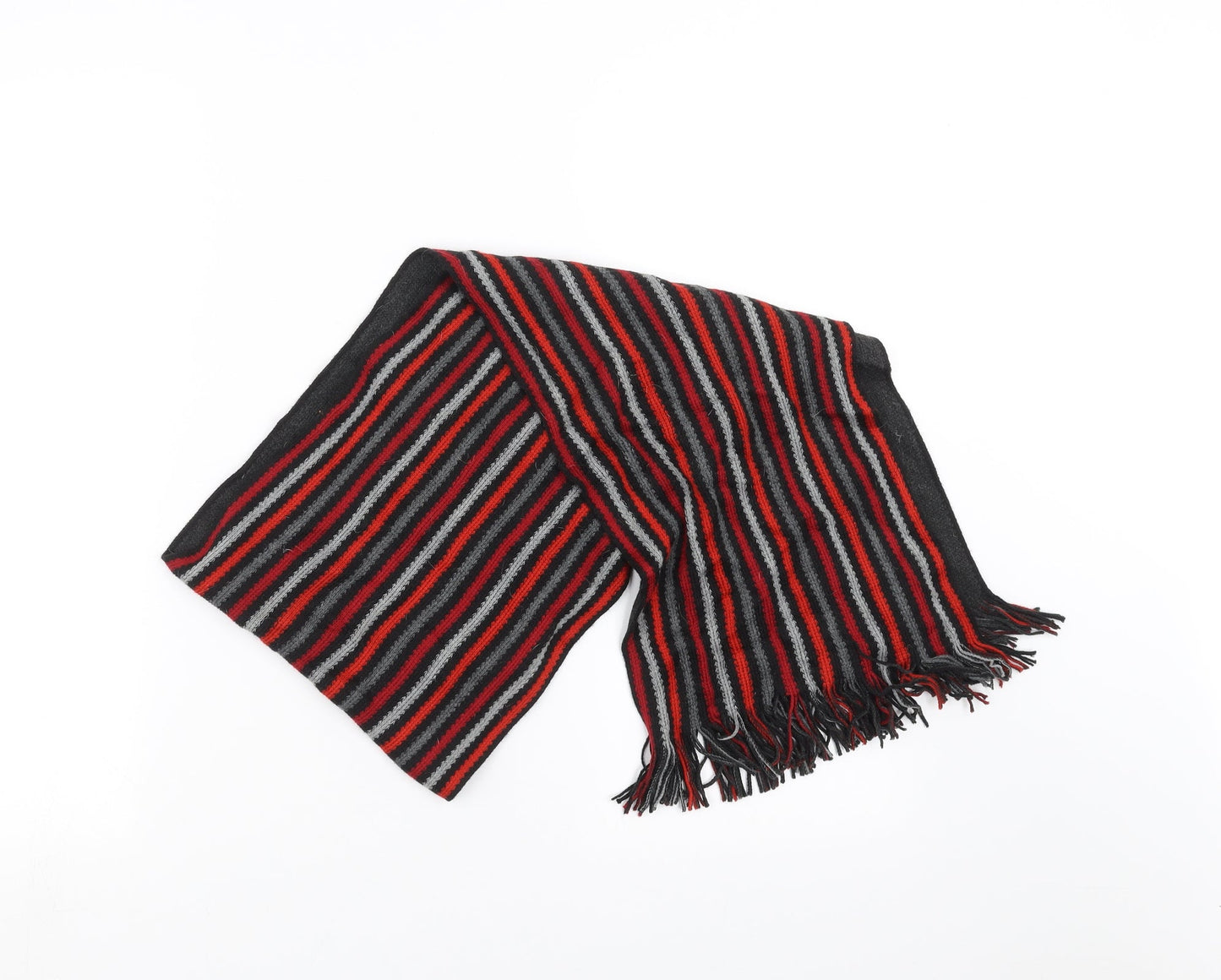 Preworn Mens Grey Striped Scarf One Size