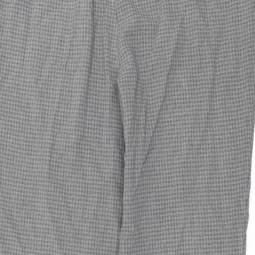 Marks and Spencer Womens Grey Check Trousers Size 18 L26 in