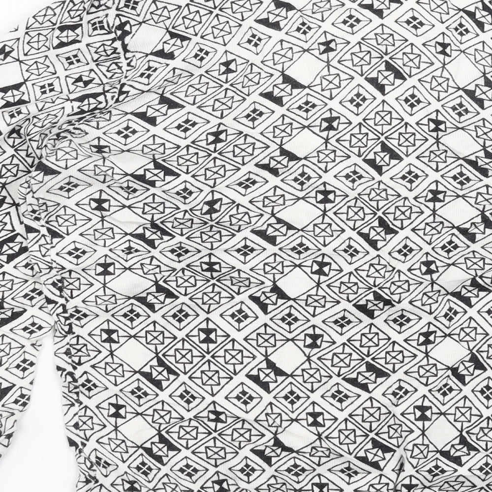 H&M Womens White Geometric Knit Cardigan Jumper Size M