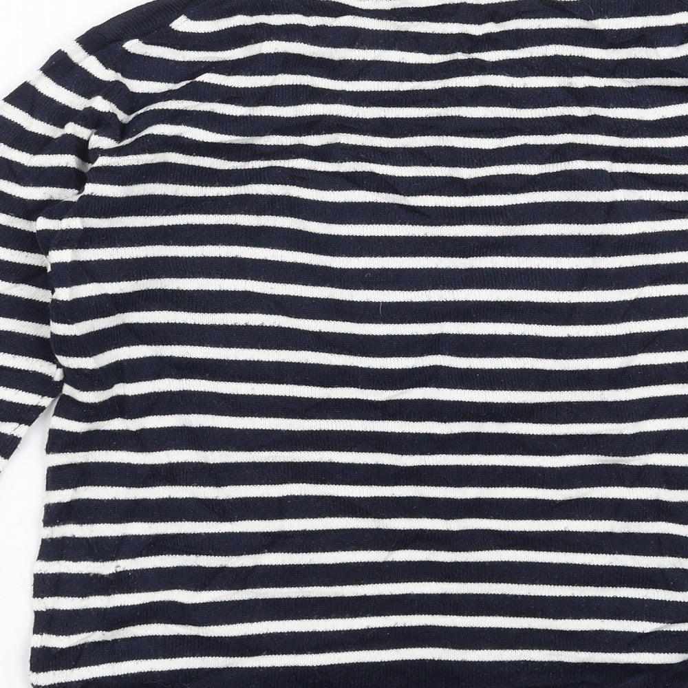 koton Womens Blue Striped Knit Pullover Jumper Size S