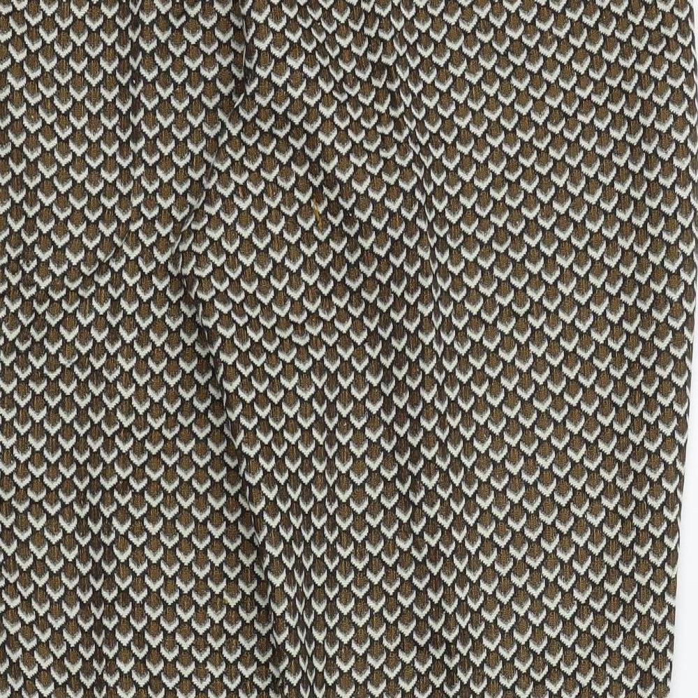 M&S Womens Brown Geometric Trousers Size 14 L25 in