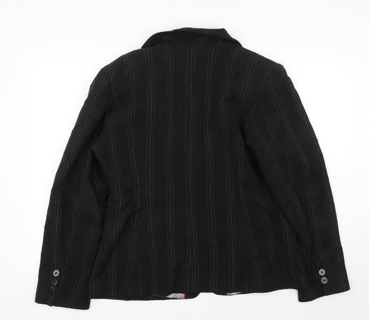 M&Co Womens Black Striped Jacket Suit Size 16