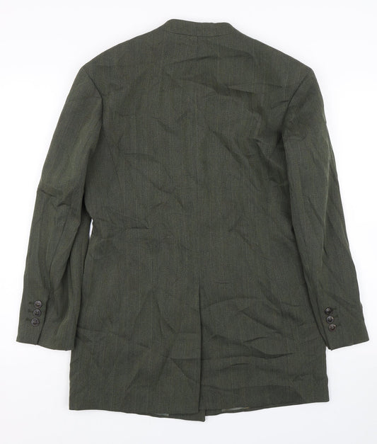 Scarabaus Womens Green Herringbone  Trench Coat Blazer Size 10