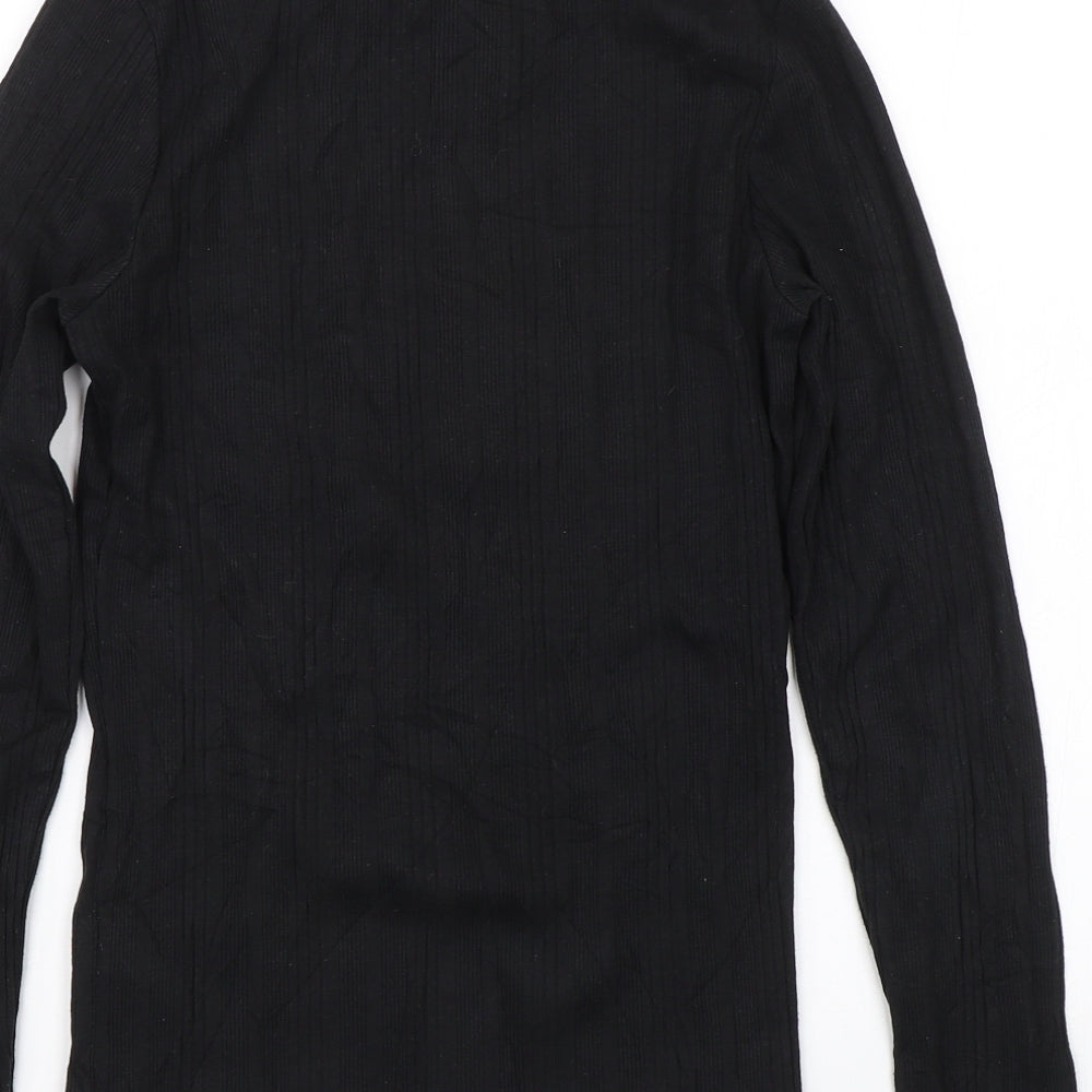 New Look Womens Black Striped Wrap T-Shirt Size 10