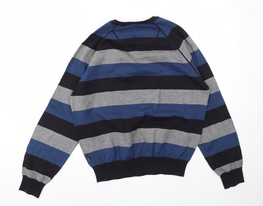 LAKE HOCKEY Mens Blue Striped Pullover Sweatshirt Size L