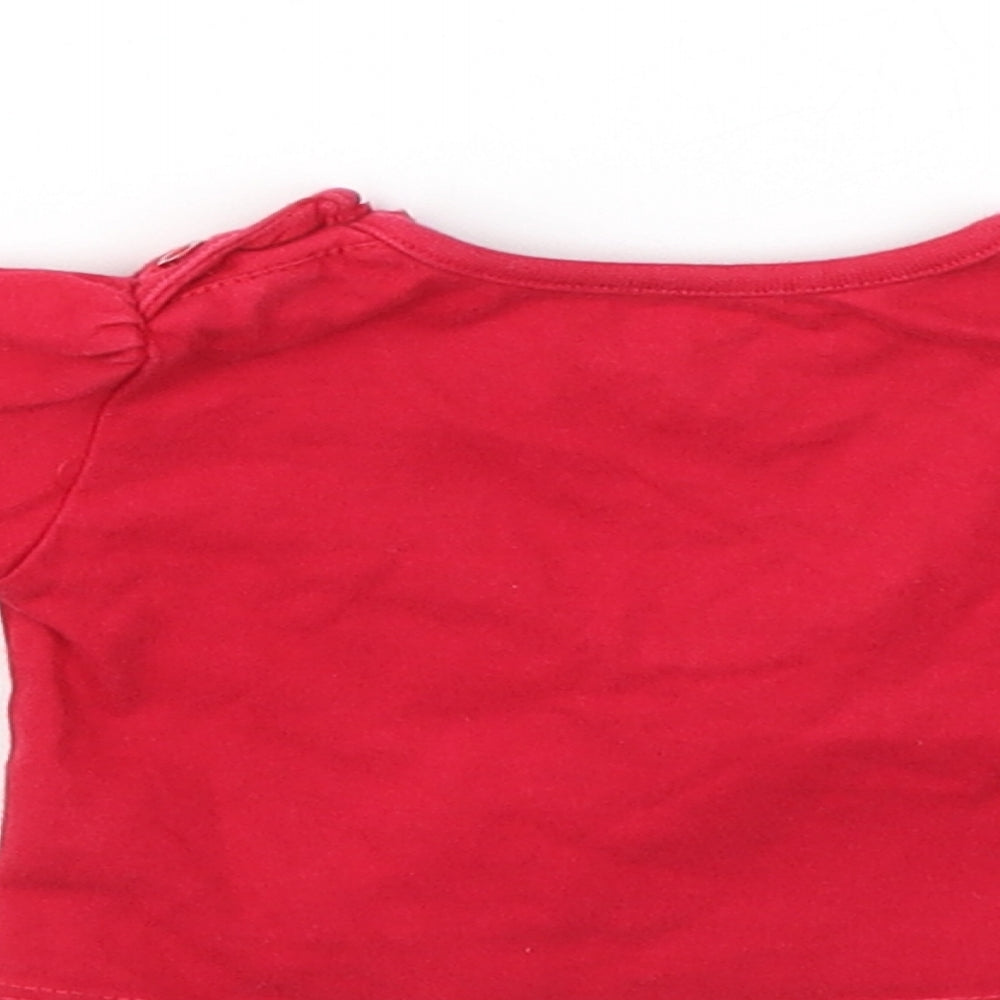 Earlydays Girls Red Basic T-Shirt Size 0-3 Months