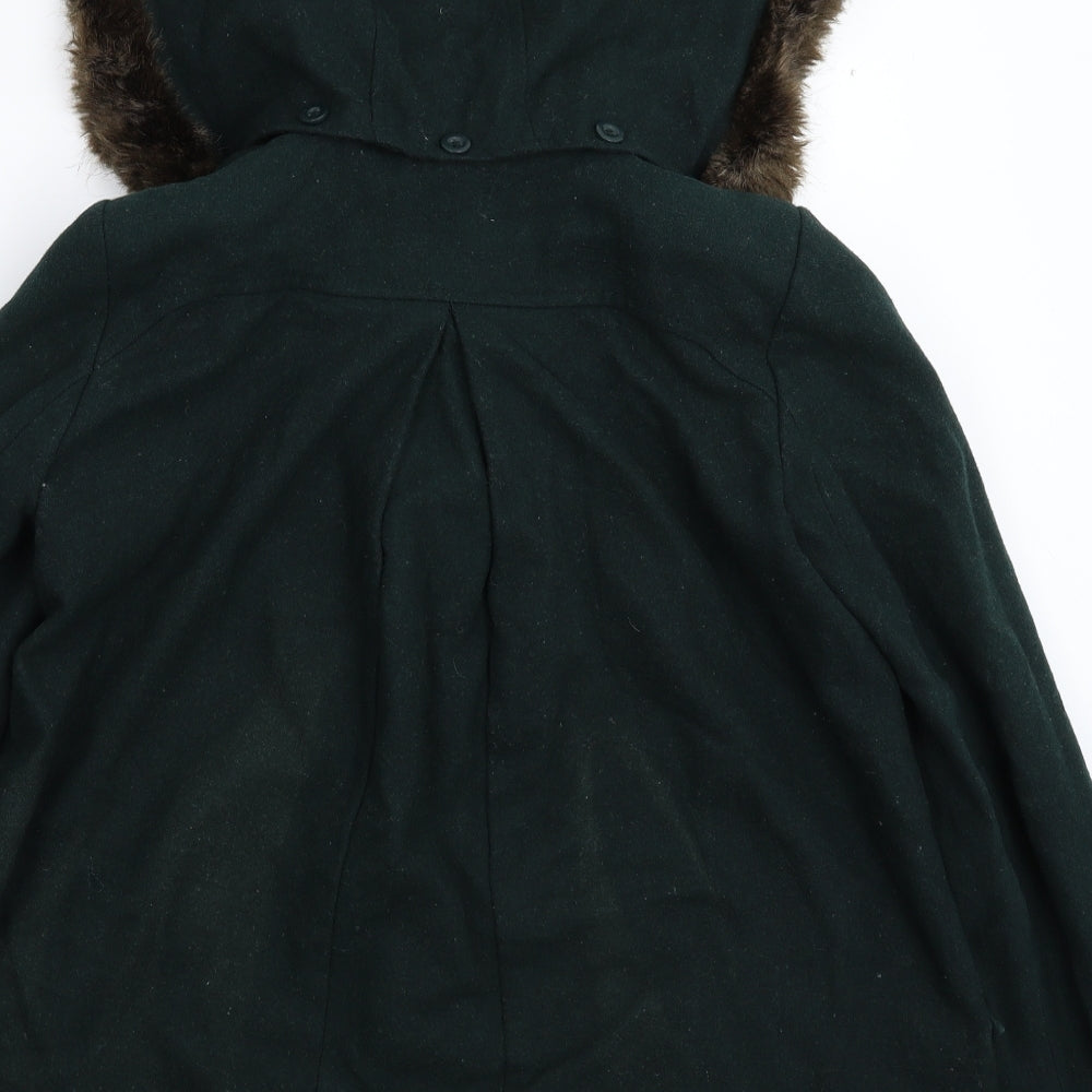 Brand and care label for ASOS women’s green jacket coat, size UK 6