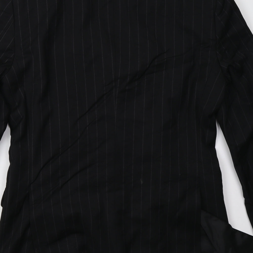 Preworn Mens Black Striped Jacket Blazer Size M