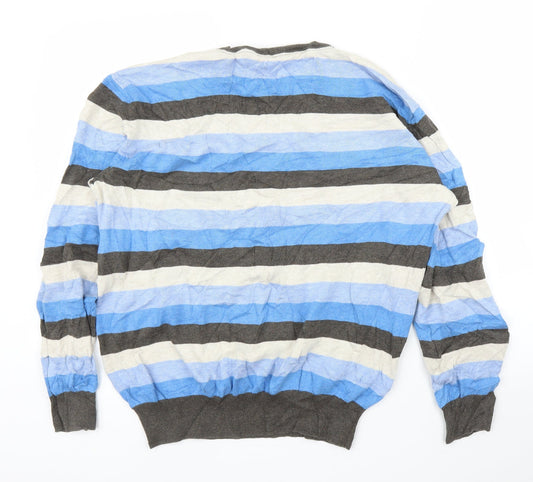 Debenhams Mens Blue Striped Pullover Jumper Size XL