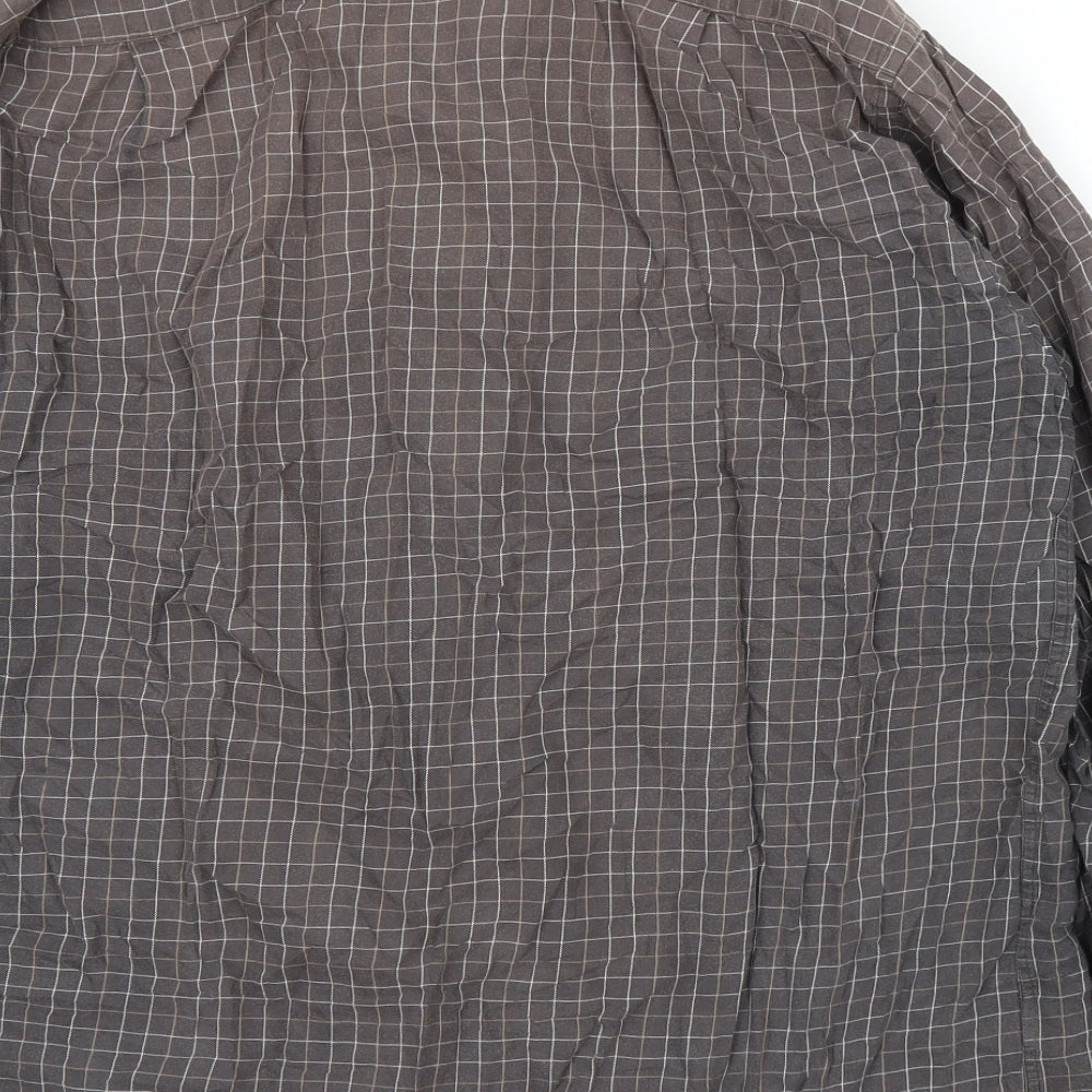 M&S Mens Brown Check Button-Up Size 16