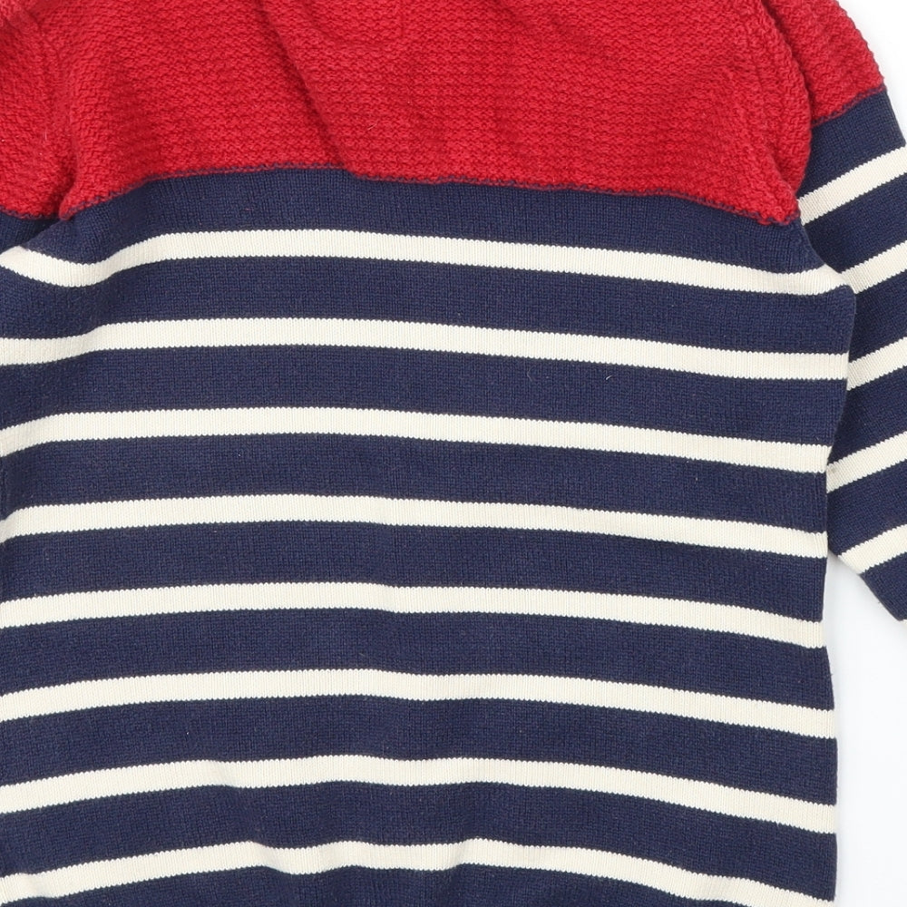 EWM Womens Blue Striped Pullover Jumper Size S