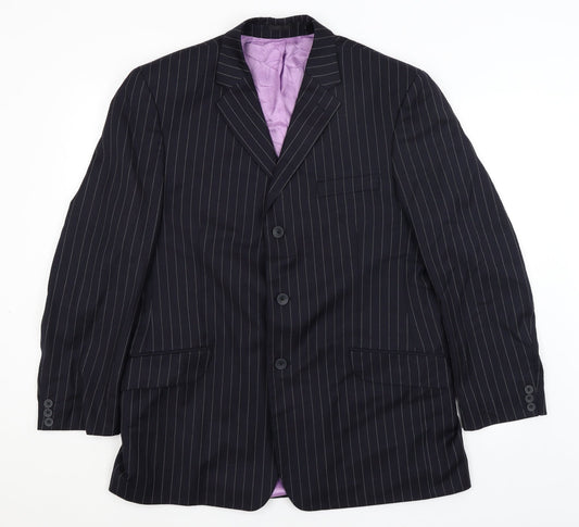 Fellini Mens Blue Striped  Jacket Blazer Size L