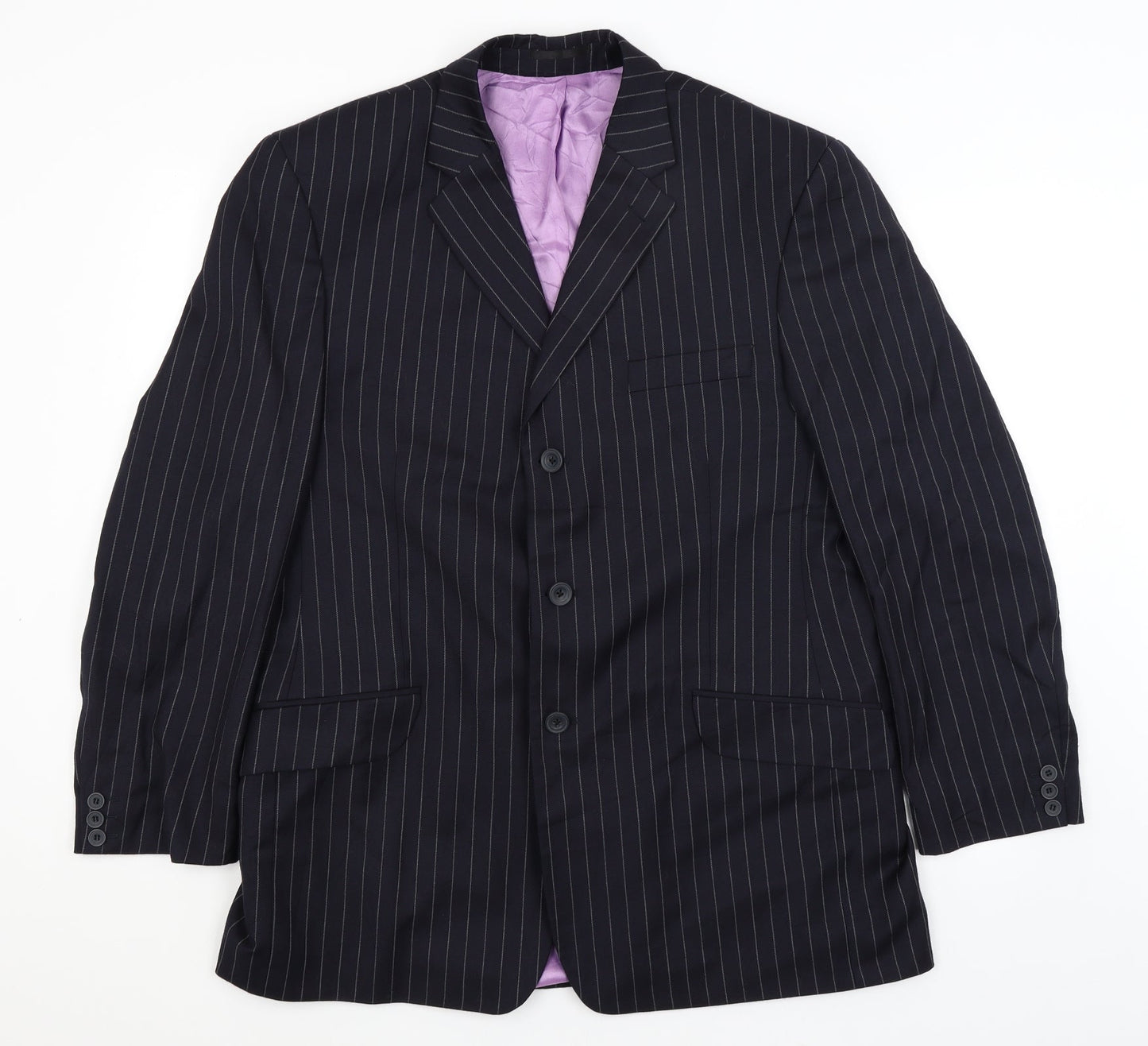 Fellini Mens Blue Striped  Jacket Blazer Size L