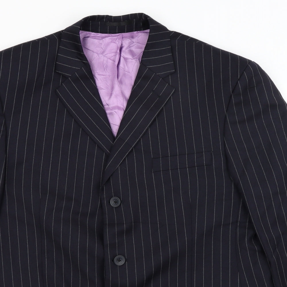 Fellini Mens Blue Striped  Jacket Blazer Size L