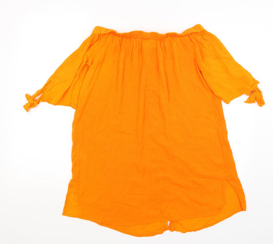 Matalan Womens Orange Basic Button-Up Size S