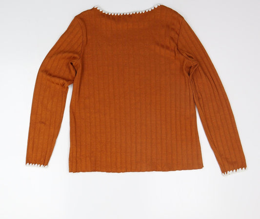 Papaya Womens Orange Basic T-Shirt Size 12