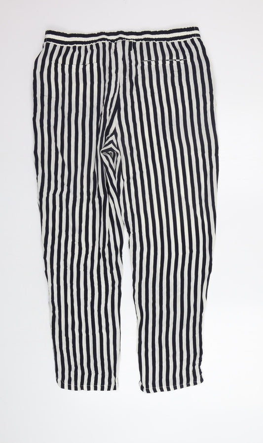 Stefanrel Womens Blue Striped Trousers Size L L27 in - Elastic Waist Band