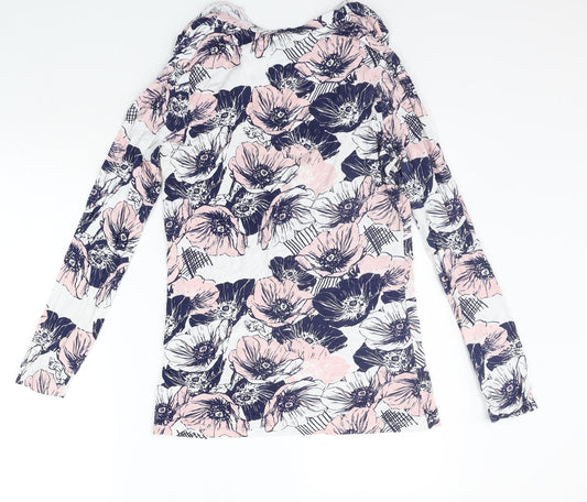 elea Womens Blue Floral Basic T-Shirt Size S