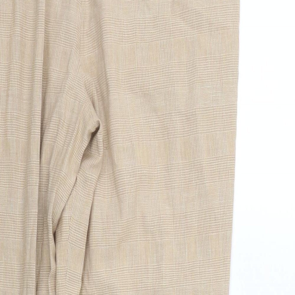 St michael Womens Beige Check Trousers Size 16 L26 in