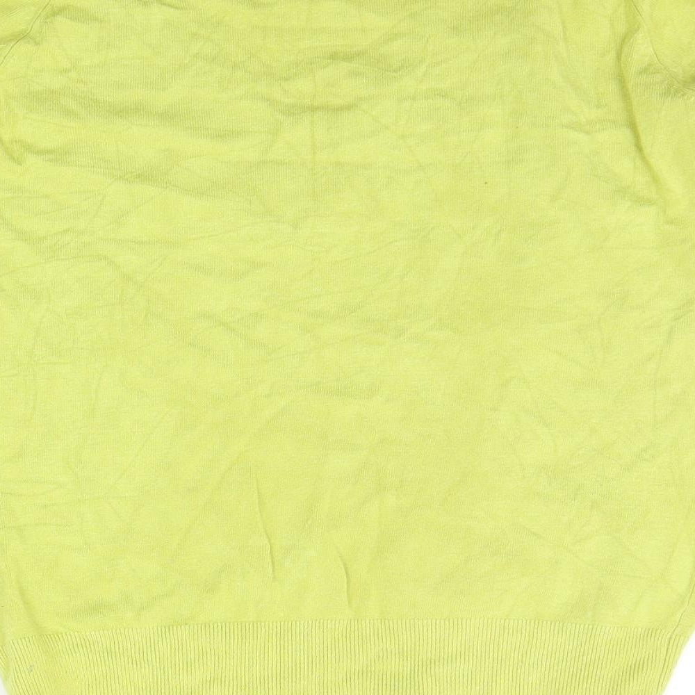 Brand and care label for Atmosphere women’s yellow jumper, size UK 16