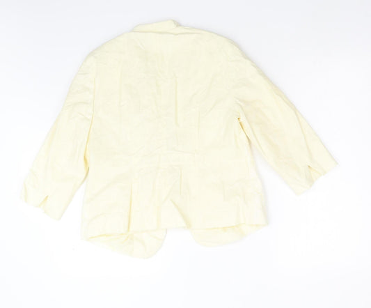 Bonmarché Womens Yellow Floral Jacket Blazer Size 14