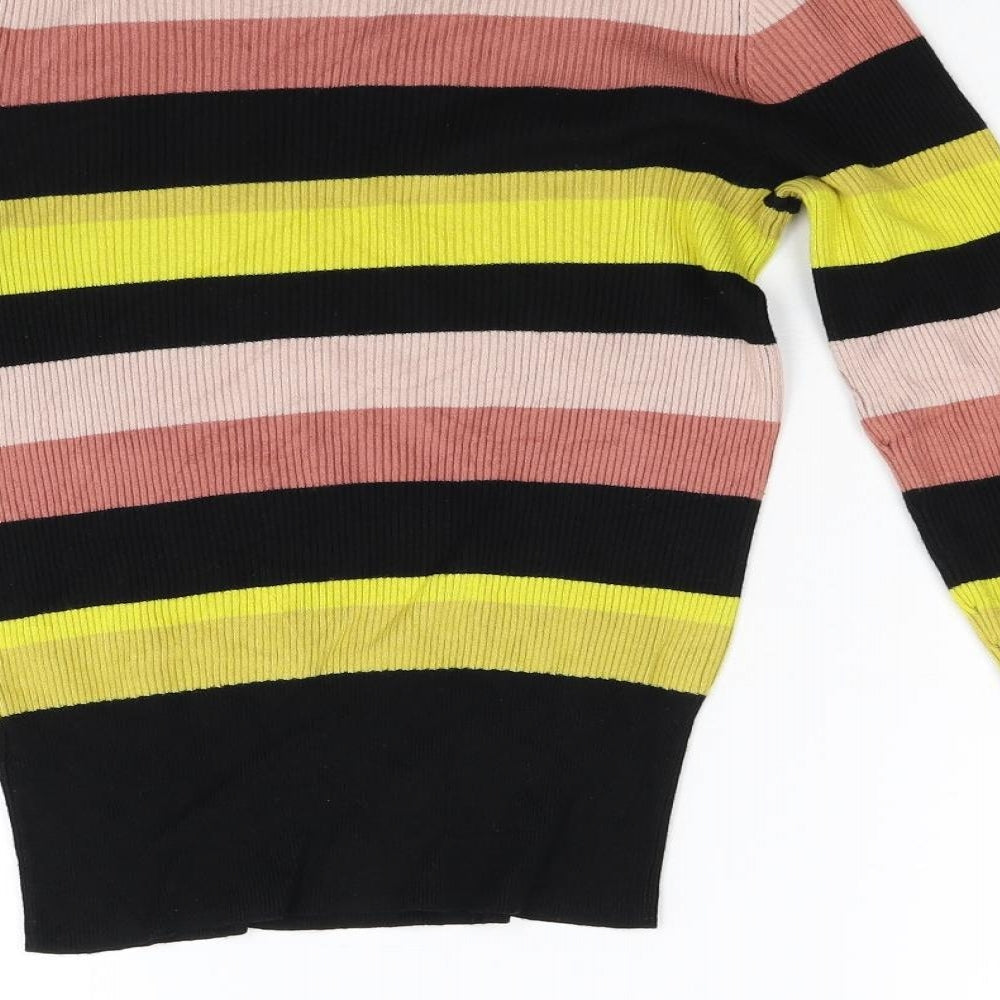 M*S Womens Multicoloured Striped Knit Pullover Jumper Size 10
