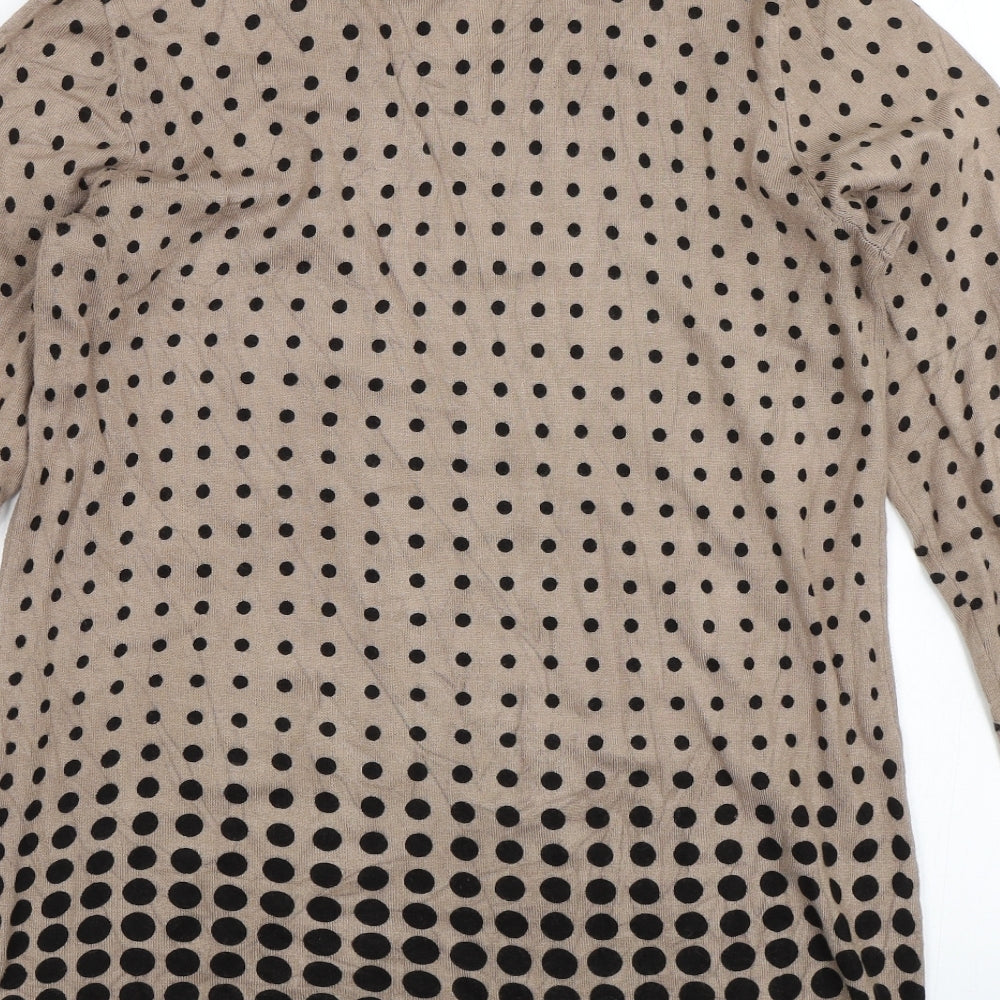 Nina Leonard Womens Brown Polka Dot Pullover Jumper