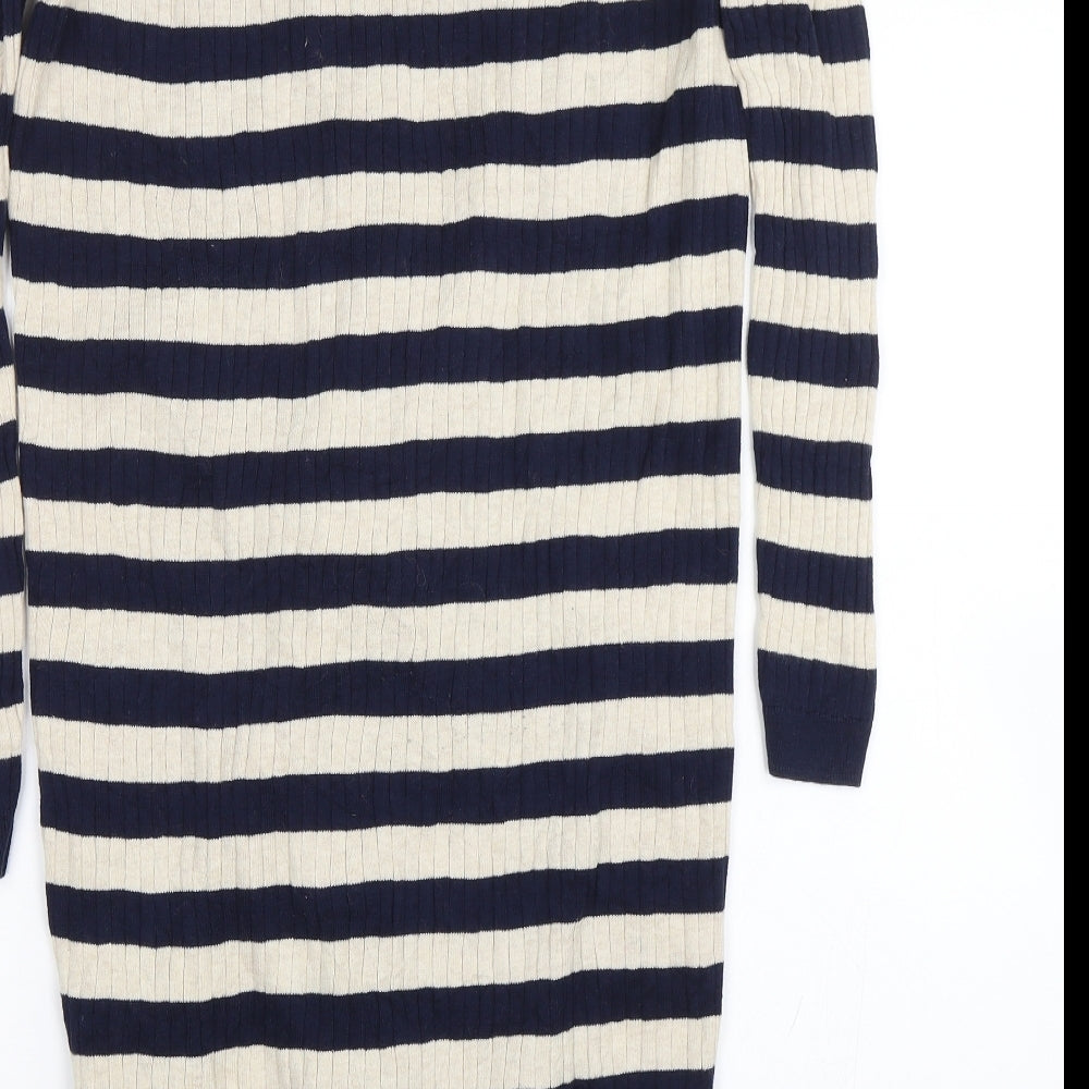 Preworn Womens Blue Striped Cardigan Jumper Size XS