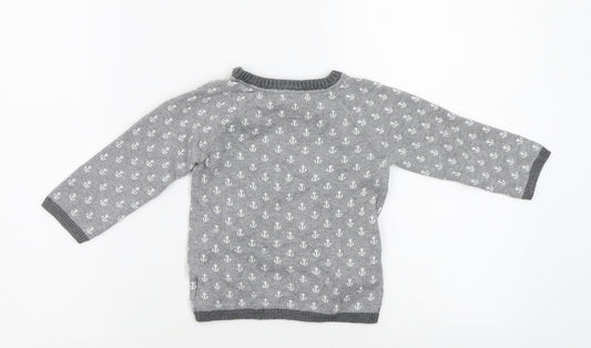 H&M Baby Grey Geometric Pullover Jumper Size 12-18 Months - Anchor Print