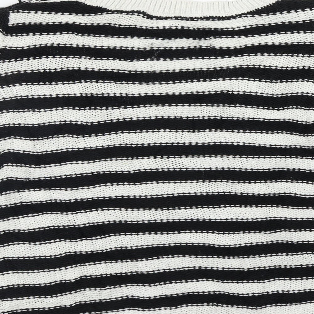 H&M Womens White Striped Pullover Jumper Size M
